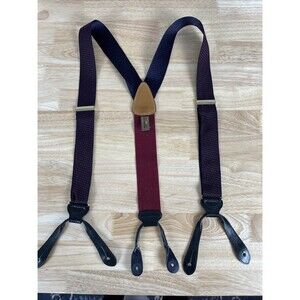 Trafalgar Men's Suspenders Solid Navy Blue Burgundy Braces Houndstooth